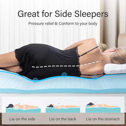 Maxzzz Twin Mattress Topper,2 Inch Ventilated Design Memory Foam Queen Mattress Topper,Cooling Gel Infused Swirl Foam Pad for Pressure Relief Back Pain, CertiPUR-US Certified