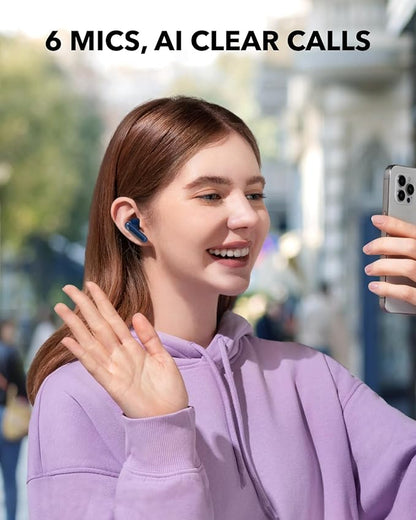 Soundcore P40i by Anker, Noise Cancelling Wireless Earbuds, Adaptive Noise Cancelling to Environments, Heavy Bass, 60H Playtime, 2-in-1 Case and Phone Stand, IPX5, Wireless Charging, Bluetooth 5.3