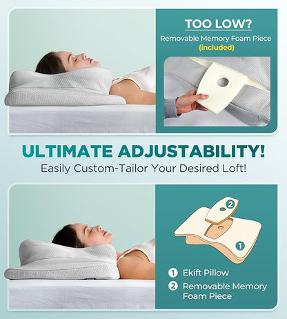 Ease Now Cervical Neck Pillow for Pain Relief, Beauty Sleeping Cooling Pillow for Side Back Stomach Sleeper, Odorless Memory Foam Bed Pillows Deep Sleep,Ergonomic Orthopedic Contour Neck Support