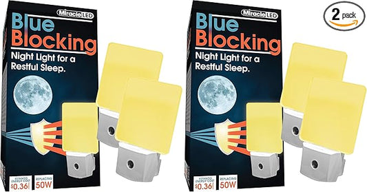 Miracle LED Blue Blocking Night Light, Amber Glow (Pack of 2)