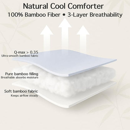 Cooling Comforter – 100% Viscose from Bamboo Shell & Fill, Silky Soft, Breathable, Lightweight All Season Duvet Insert, Down Alternative Blanket, King Size 106"x90", for Hot Sleepers & Sensitive Skin