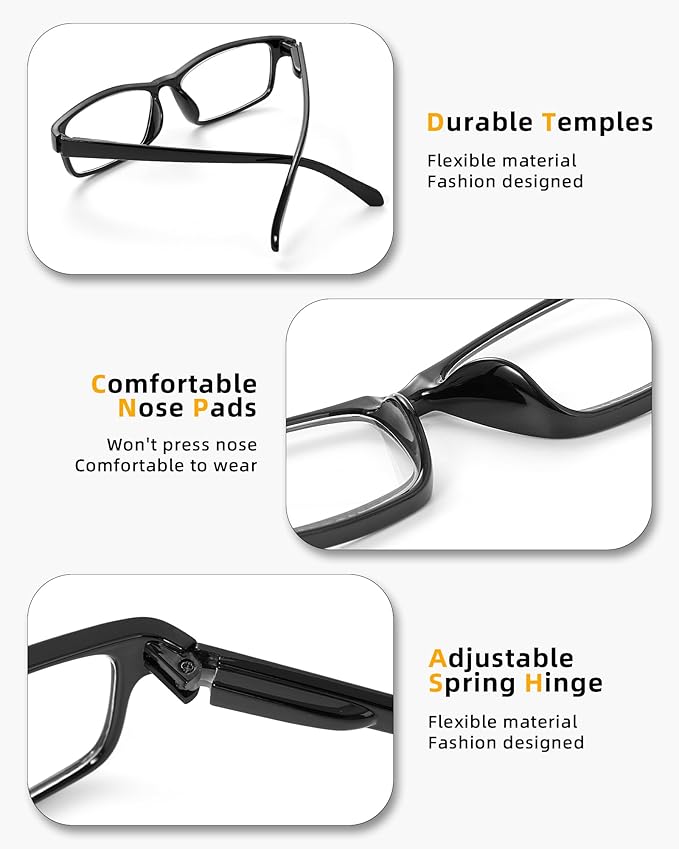 Reading Glasses for Women, 5 Pack Blue Light Blocking Readers, Lightweight Eyeglasses with Spring Hinge
