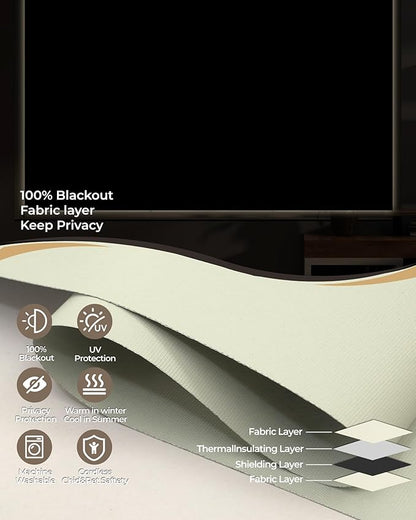 AIVIDIG Motorized Roller Shade with Remote Control, 100% Blackout Electric 21-110” Width Blinds for Windows with Alexa Google Home, Rechargeable Smart Automatic Customized Size（Waterproof-Beige）