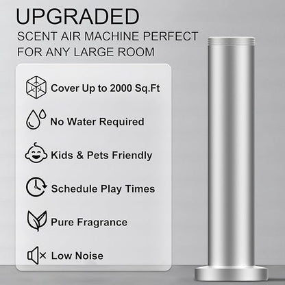Wireless Hotel Scent Diffuser Starter Kit- Cordless Rechargeable Diffuser for Whole House -Hotel Scents Collection - App Control Waterless Essential Oil Diffuser for Large Room, Studio, Office(Silver)