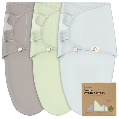 3-Pack Organic Baby Swaddle Sleep Sacks - Swaddles for Newborns, Infant 0-3 Months, Baby Girls, Boys, Soft & Snug Newborn Sleep Sack, Nursery Swaddling Blankets (Ripple, OS)