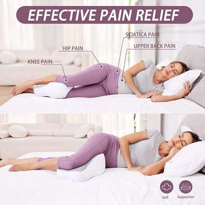 Knee Pillow for Side Sleepers, Long 13.8" Knee Leg Pillow for Side Sleeping, Memory Foam Smooth Spine Alignment Pillow, Sciatica Pain Relief Pillow with Ergonomic Design- Large, Gray (Original)