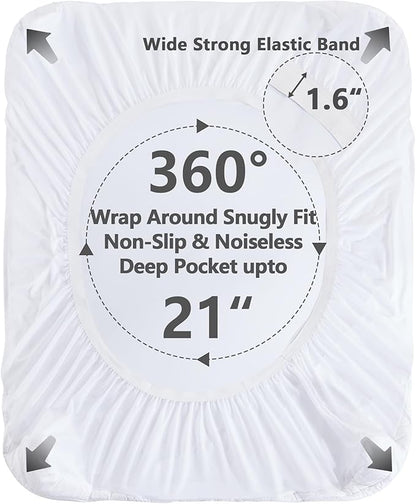 King Size Mattress Pad Waterproof, Cooling Mattress Topper Noiseless, Leak Proof Mattress Protector Deep Pocket Washable, Quilted Fitted Soft King Mattress Pad Cover (78x80 inch, White)