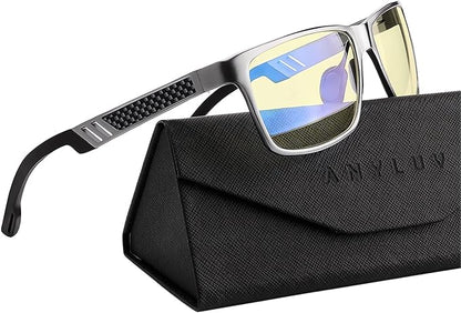 ANYLUV Blue Light Blocking Glasses Men Computer Gaming Glasses Lightweight Al-Mg Metal Anti Eyestrain Eye Protection