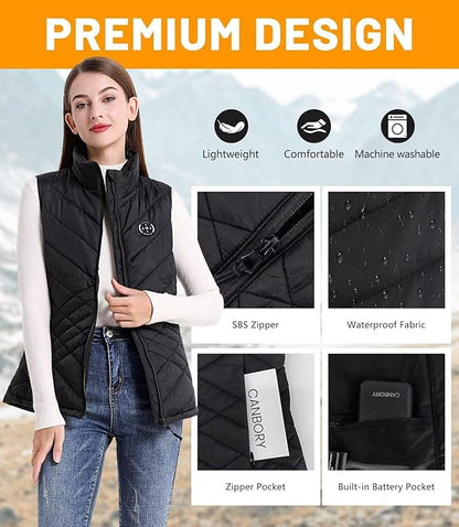 Womens Heated Vest, 5IN1 Smart Controller Electric Heating Jacket Coat Vests, Not Included Battery Pack
