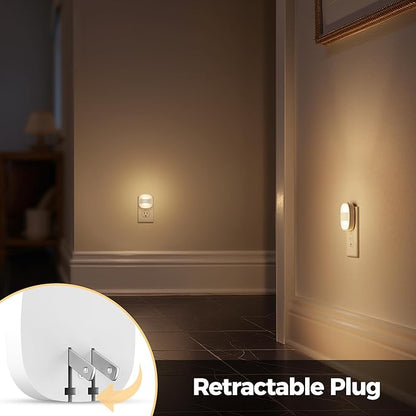 Briignite LED Night Lights Plug Into Wall,2 Packs Plug in Night Light with Dusk to Dawn Sensor, Foldable Plug Nightlight Adjustable Brightness, for Bathroom, Hallway, Kitchen