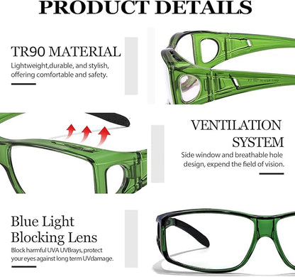 LVIOE Fit Over Blue Light Blocking Glasses and Computer Eyewear- Wear Over Prescription Glasses/Reading Glasses/RX Glasses