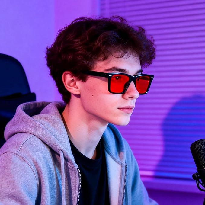 Sleep Glasses 99.9% Blue Light Glasses Dual AR Coatings Amber Orange Lens for Computer Gaming Reduce Eyestrain