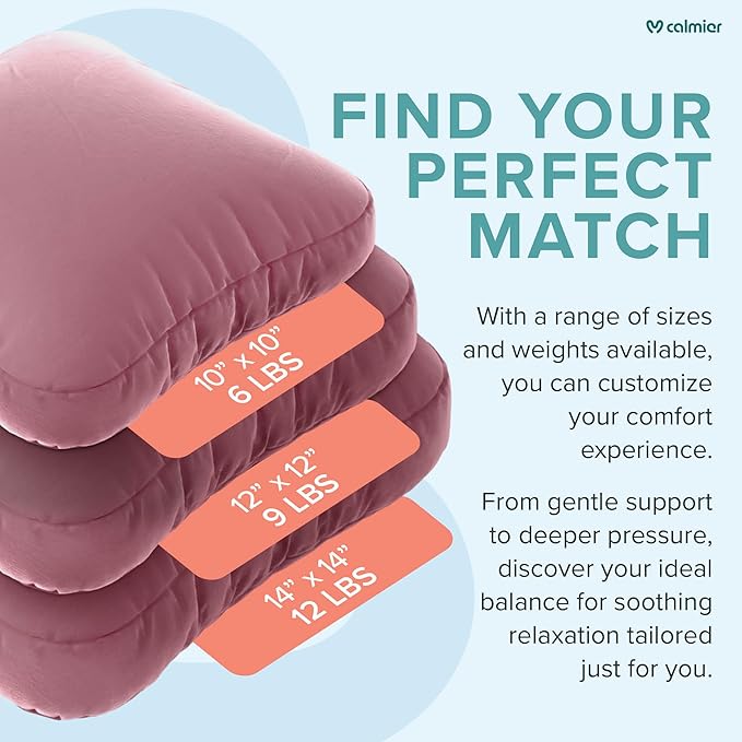Calmier - 6 lb Sensory Weighted Pillow - Glass Bead Filled Hug Pillow - Ultra Plush Cozy Weight Sensory Pillows for Adults and Kids - Weighted Lap Pad (Pink- Minky, 6 LBS)