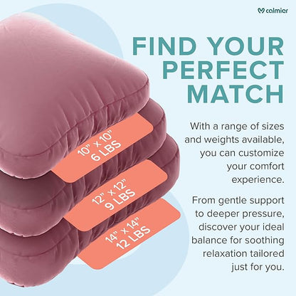 Calmier - 6 lb Sensory Weighted Pillow - Glass Bead Filled Hug Pillow - Ultra Plush Cozy Weight Sensory Pillows for Adults and Kids - Weighted Lap Pad (Pink- Minky, 6 LBS)