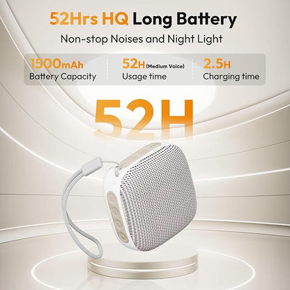 White Noise Sound Machine for Sleeping Adults – with Amber Breathing Night Light, Headphone Jack, 20 Non-Looping Sounds, 52-Hour Battery, Timer & Memory (Khaki)