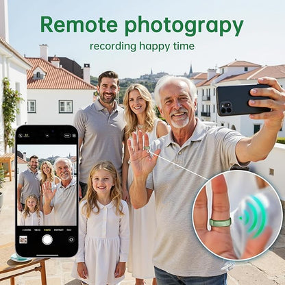 Smart Ring for Women & Men, Health Tracker Ring with Heart Rate, Blood Oxygen,Blood Pressure, IP68 Waterproof Fitness Ring, Sleep Tracker for iPhone and Android, No APP Fee (Green, 8#)