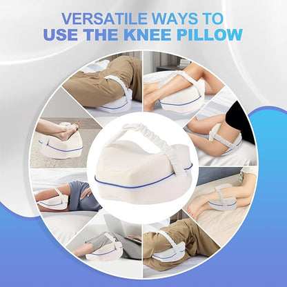 Knee Pillow for Side Sleepers for Back Pain,Leg Pillow for Side Sleepers, Memory Foam Cushion Knee Support Pillows,Pain Relief, Pregnancy Travel Pillow with Extra Washable Cover