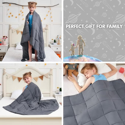 Weighted Blanket Kids 10lbs, 40"x60", Twin Size Cooling Heavy Throw Blanket for 80-120lbs, Microfiber Soft Thick Big Blankets Weighted Comforter Breathable Gift for Sleeping, Grey