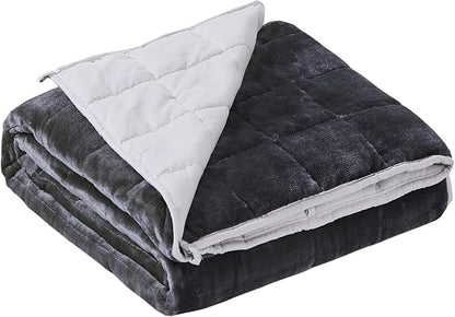 Satwip Grey Weighted Blanket 15 Pounds, Fuzzy Warm Flannel Throw Blanket with Soft Breathable Sanded, 48 x 72 inches, Grey