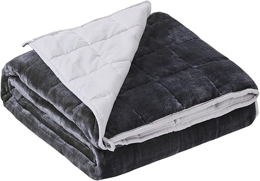 Satwip Weighted Blanket 10 Pounds Grey Fuzzy Warm Flannel Bed Blanket for Adults with Soft Breathable Sanded, 48 x 72 inches, Grey