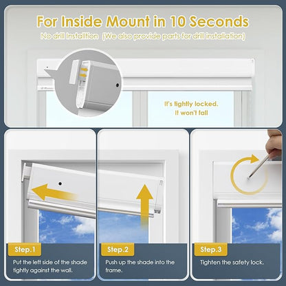Motorized Blinds with Remote Control,No-Drill Smart Blinds with 【Complementary Solar Panel】,Cordless Automatic Blinds for Windows, 1OO% Blackout Electric Shades Customize