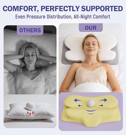 Cooling Cervical Pillow for Neck and Shoulder Pain Relief, Ergonomic Contour Memory Foam Neck Pillow, 2-in-1 Dual Height Orthopedic Bed Pillows for Side Back Stomach Sleepers, Washable Cover