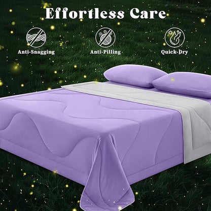 Cooling Comforter King Size, Double-Sided Cooling Blanket for Hot Sleepers & Night Sweats, Arc-Chill Q-Max > 0.4 Breathable Ice Blanket, Lightweight Cold Comforter (108''x90'', Purple)