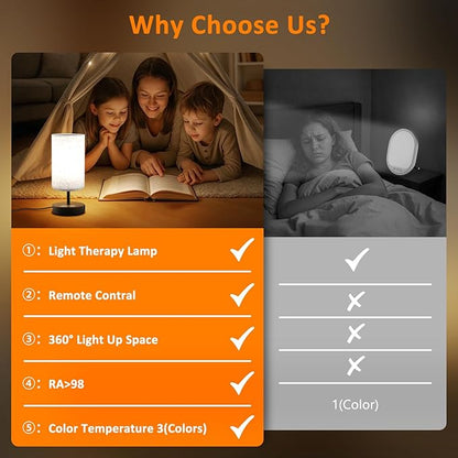 Light Therapy Lamp, 10000 Lux Natural Light Lamp Therapy Lamp with Remote Control, Sun Lamp 3 Color Temperature & 3 Brightness Level & Timer, Daylight Lamp for Home, Office