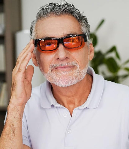 BLUELESS Fitover Blue Light Blocking Glasses with Orange Tinted Sleep Glasses, Black