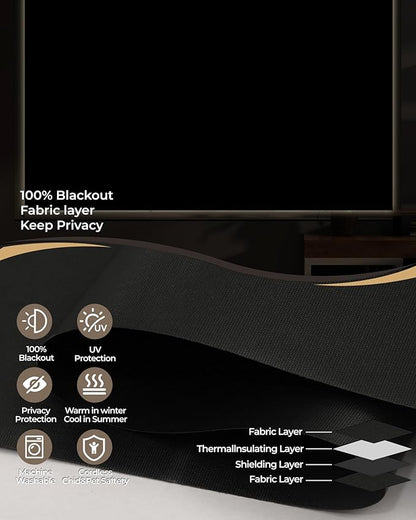 Motorized Roller Shade with Remote Control, 100% Blackout Electric 21-110” Width Blinds for Windows with Alexa Google Home, Rechargeable Smart Automatic Customized Size（Waterproof-Black）
