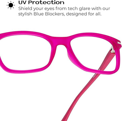 Readerest Blue Light Blocking Reading Glasses Computer Eyeglasses With Thin Reflective Lens, Antiglare, Eye Strain, UV Protection, Stylish For Men And Women (Pink, 2.0 Magnification)