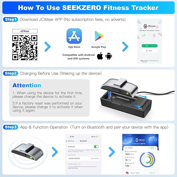 Fitness Tracker with Blood Pressure & Blood Oxygen Monitor, 24/7 Heart Rate Sleep Tracking, IP68 Waterproof Smart Watch, Step Calorie Counter, Activity Tracker for Men Women - No Subscription