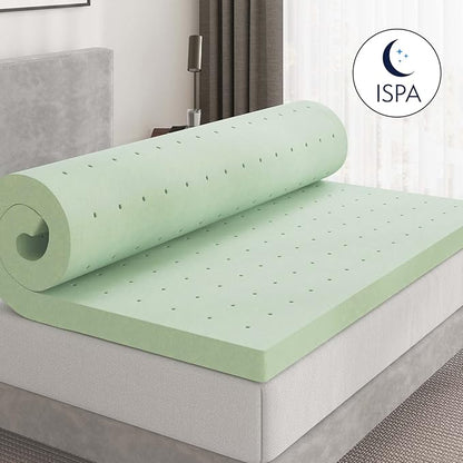 Novilla Mattress Topper Full, High Density 4 Inch Memory Foam Mattress Topper with Gel Infusion for Pressure-Relieving & Cooling, Medium Soft Full Size Mattress Topper, Airflow Design Green