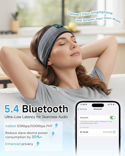 Sleep Headphones Bluetooth Headband 5.4, Wireless Headphones with Ultra-Thin HD Stereo Speakers, Soft Breathable Sports Headband for Sleeping, Running, Yoga, Travel, Gifts for Men & Women
