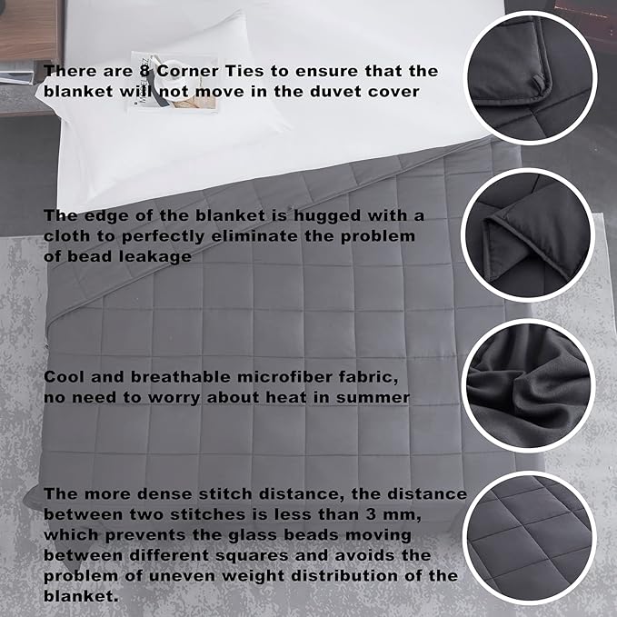 King Size Weighted Blanket 20lbs - 88"x104" Cooling Breathable Heavy Blanket with Glass Beads for Adult All-Season