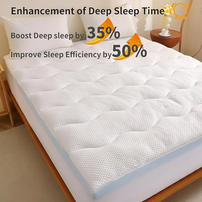 4 inch Dual Layer Twin Mattress Topper for Back Pain Relief，2 Inch Cooling Gel Memory Foam Plus 2 Inch Pillow Top Mattress Pad Cover 15% Viscose Made from Bamboo, with 6-16 Inch Deep Pocket (Twin)