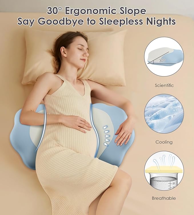 Memory Foam Pregnancy Pillows for Sleeping, Side Sleeper Maternity Pillow Support for Back Belly HIPS, Adjustable Wedge Pillow for Pregnant Women, Side Sleeping Pregnant Pillows with Pillowcase