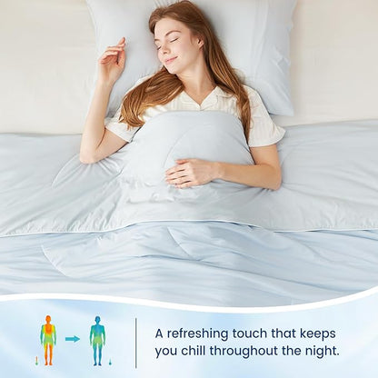 Cozy Bliss Deluxe Dual-Sided Cooling Comforter Twin Size, Ultra-Soft Lightweight Breathable Silky Cooling Blankets with Q-Max>0.45 for Bedroom, Hot Sleepers & Night Sweats, Cool Blue, 68"x90"