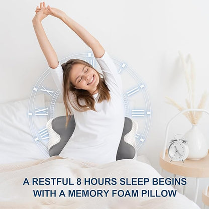 Cervical Pillow for Neck and Shoulder Relief, Cooling Memory Foam Pillow for Sleeping, Ergonomic Neck Support Pillow Contour Bed Pillow for Back Side Stomach Sleepers with Pillowcase