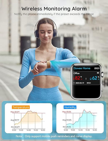 Govee WiFi Thermometer Hygrometer H5103, Indoor Bluetooth Temperature Humidity Sensor with Electronic Ink Display, App Notification Alert, Free Data Storage Export, Digital Remote Monitor for Bedroom
