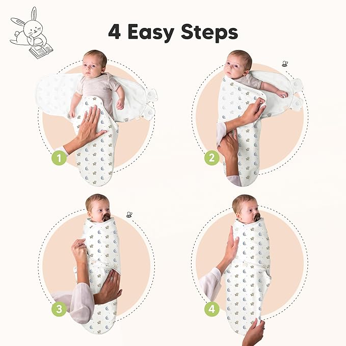 3-Pack Organic Baby Swaddle Sleep Sacks - Swaddles for Newborns, Infant 0-3 Months, Baby Girls, Boys, Soft & Snug Newborn Sleep Sack, Nursery Swaddling Blankets (Cosmo, OS)