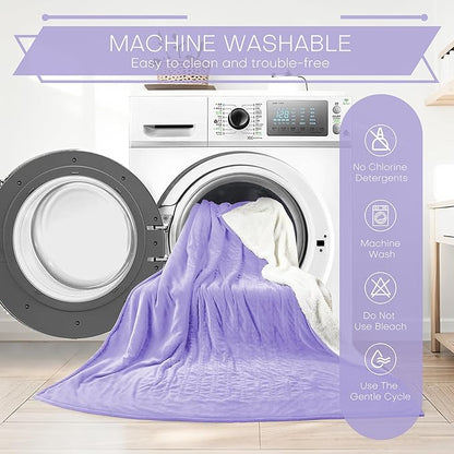 Electric Heated Blanket King Size 90"x100" - Coral Fleece & Sherpa Fabric Dual-Sided, 4 Heat Settings & 10 Hours Auto Off, Soft Warming Throw for Home, Office, or Bed, Machine Washable, Light Purple