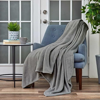 Cosy House Collection Everyday 1500 Series Fleece Blanket - Bedroom Essentials - All Season, Stays Fresh & Clean - Soft, Breathable & Skin-Friendly (Full/Queen, Grey)