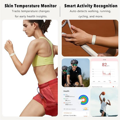 Smart Bracelet,100+ Sport Modes Fitness Tracker with Continuous Heart Rate Blood Oxygen Sleep Monitor 24h, Comes with a Free Armband (Beige)