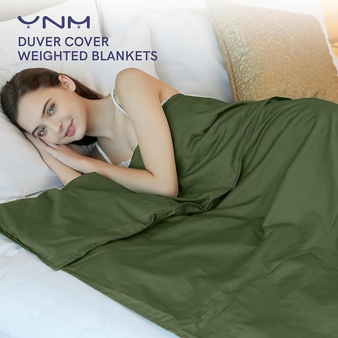 YnM Cotton Duvet Cover for Weighted Blankets (88''x104'') - Amy Green Print