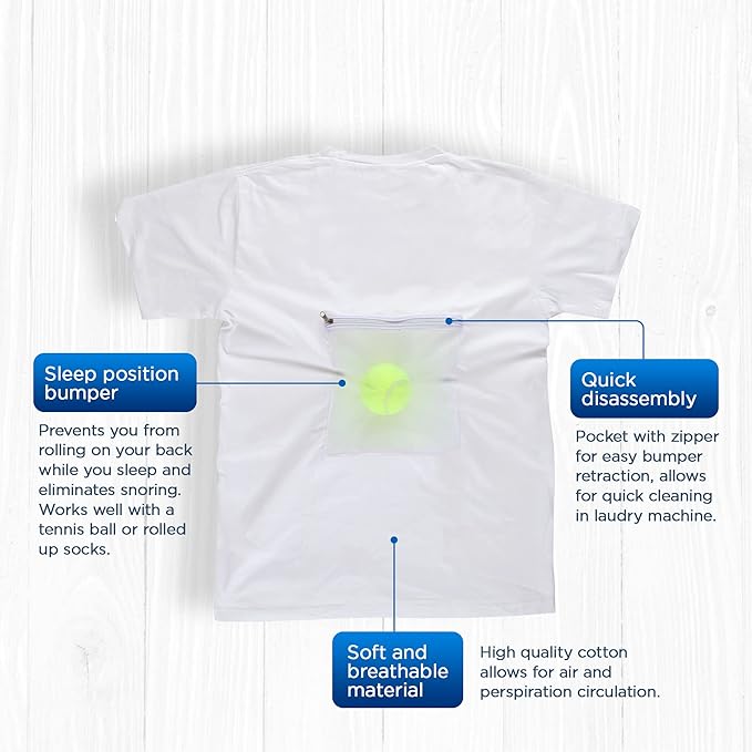 Stop Snoring T-Shirt - Snore Stopper - Most Comfortable Snoring Aid. Health Expert Recommended for Back Snorers! Eliminates Snoring by Adjusting Your Sleeping Position. Guide to Snoring Ebook