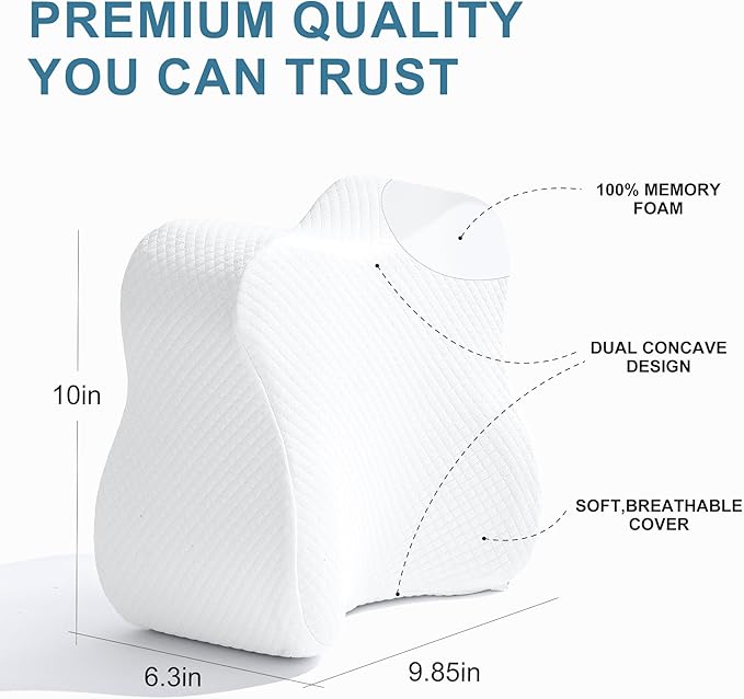 Knee Pillow for Side Sleepers,Leg Pillows for Sciatica,Knees,HIPS,Joints Between Legs,Back Pain Relief When Side Sleeping Spine Alignment Support for Knee Surgery Recovery,White