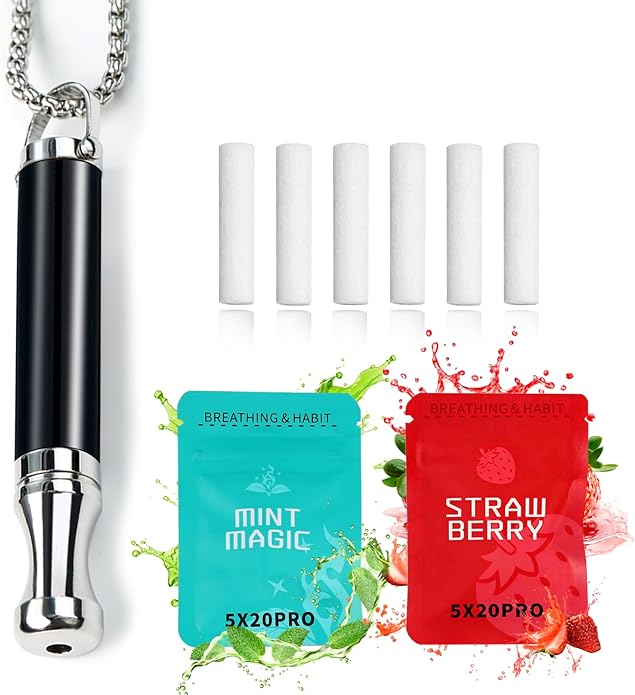 Breathe Free Necklace, Natural Stone Breathing Necklace for Stress Relief, Mindfulness and Relaxation, Anxiety Necklace Mindful Breathefree Calm Tool with Plant Cores, Portable Wellness Gift for Adult