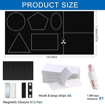 BirdNest 100% Blackout Blinds Magnetic Window Cover 57x40Inch,No Drill PortableCuttable Black Out Curtains for Nursery Bedroom,RV,Media Room with Hook & Loop Tape+Magnetic Closure