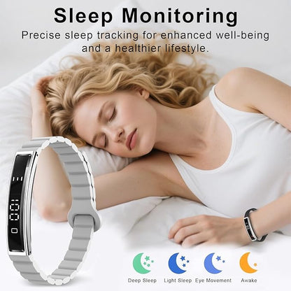 Efolen Smart Bracelet for Women,Ultralight Fitness Tracker Smart Wristband with Heart Rate/Blood Oxygen/Sleep Monitor/Pedometer,Slim Smartwatch for Android iPhone,Activity Tracker,2 Band,Silver